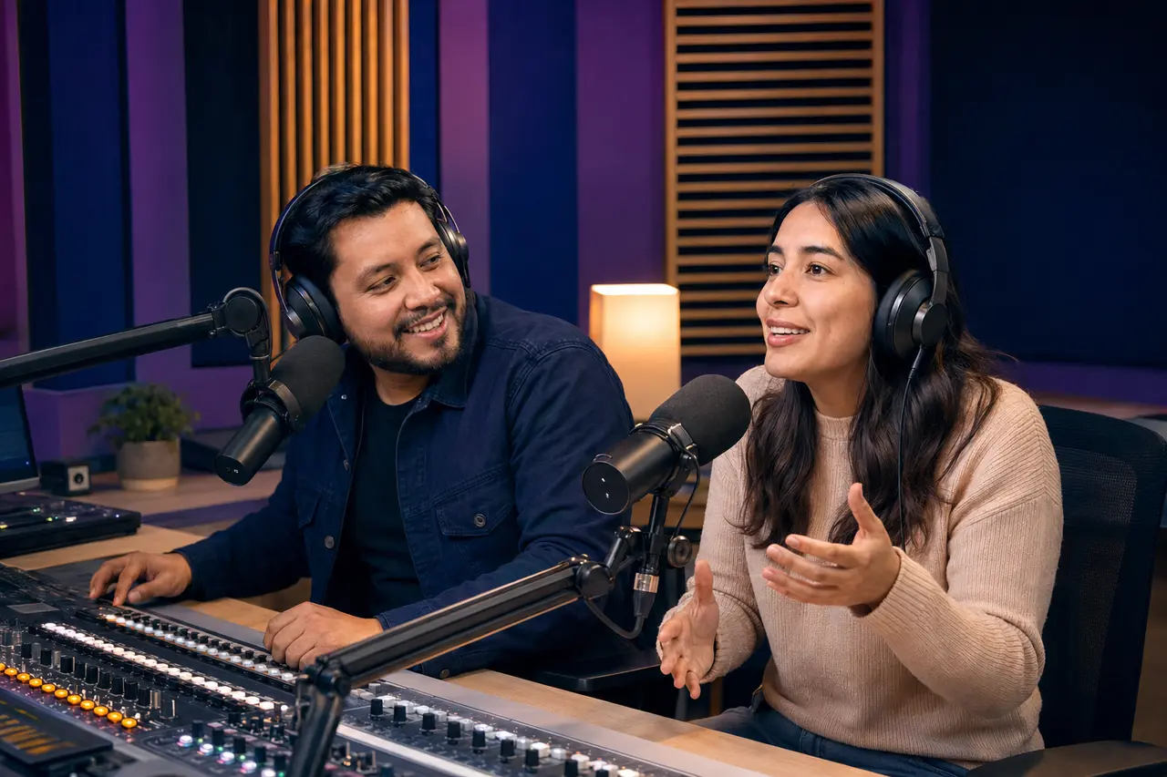 Conductores en una cabina de radio