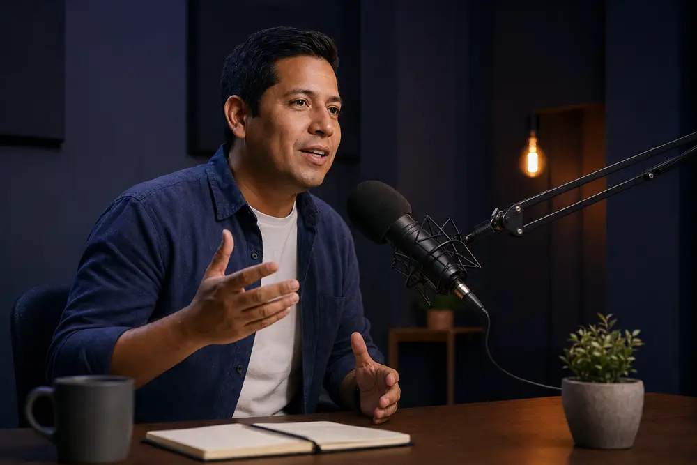 Comunicador grabando un mensaje